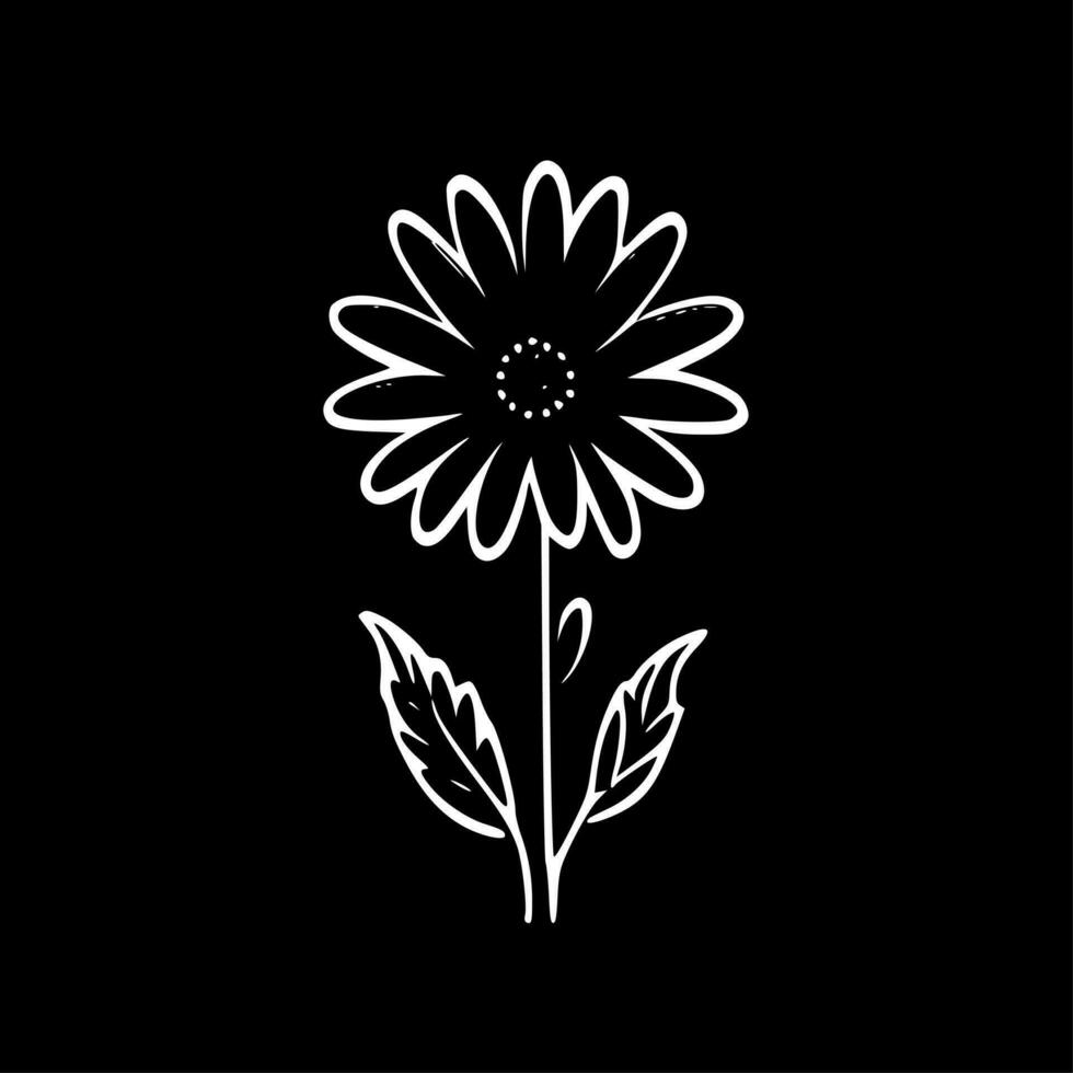 flor - negro y blanco aislado icono - vector ilustración