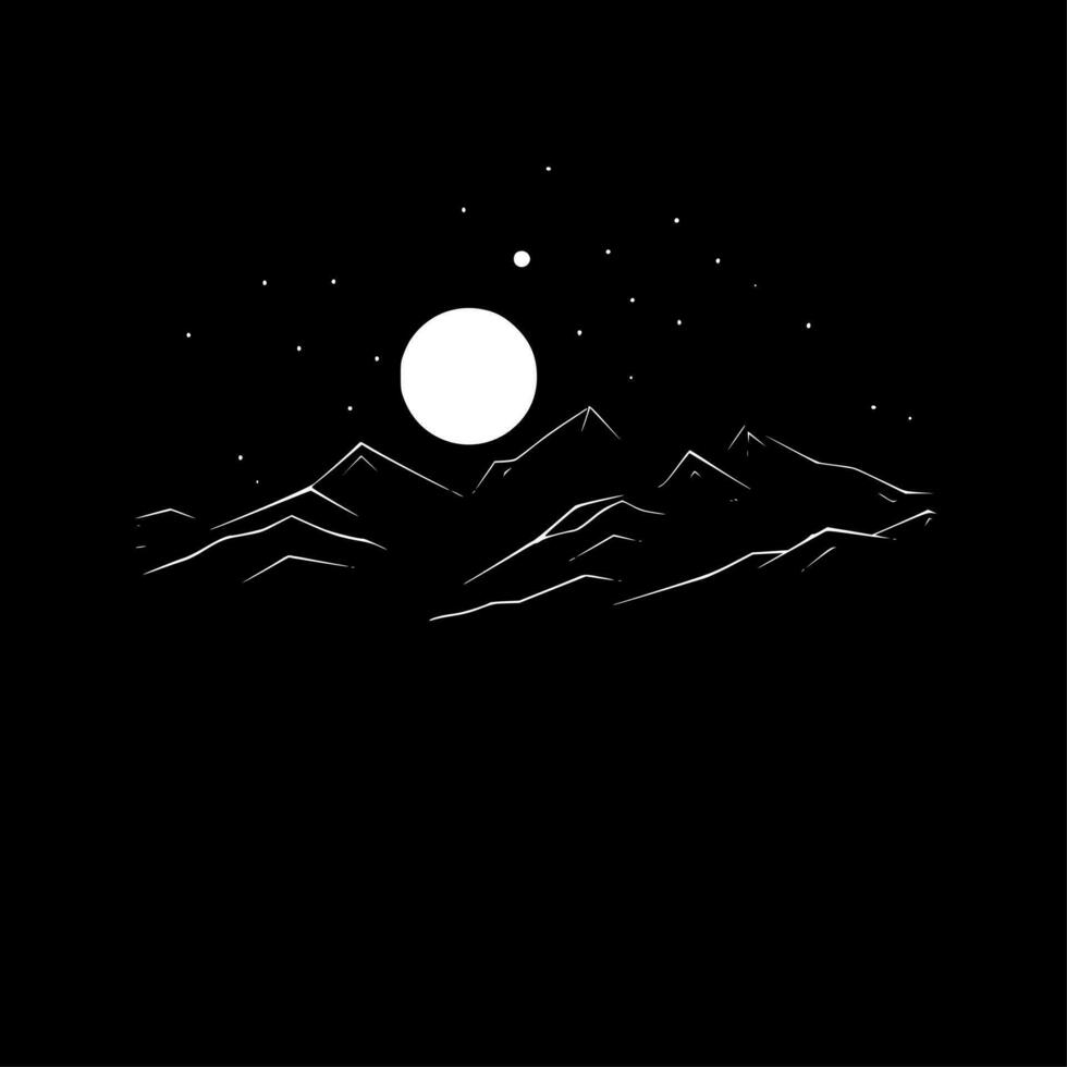 Night Sky, Black and White Vector illustration