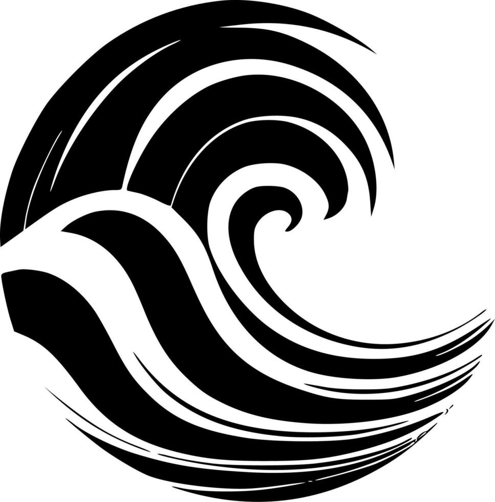 Wave, Black and White Vector illustration