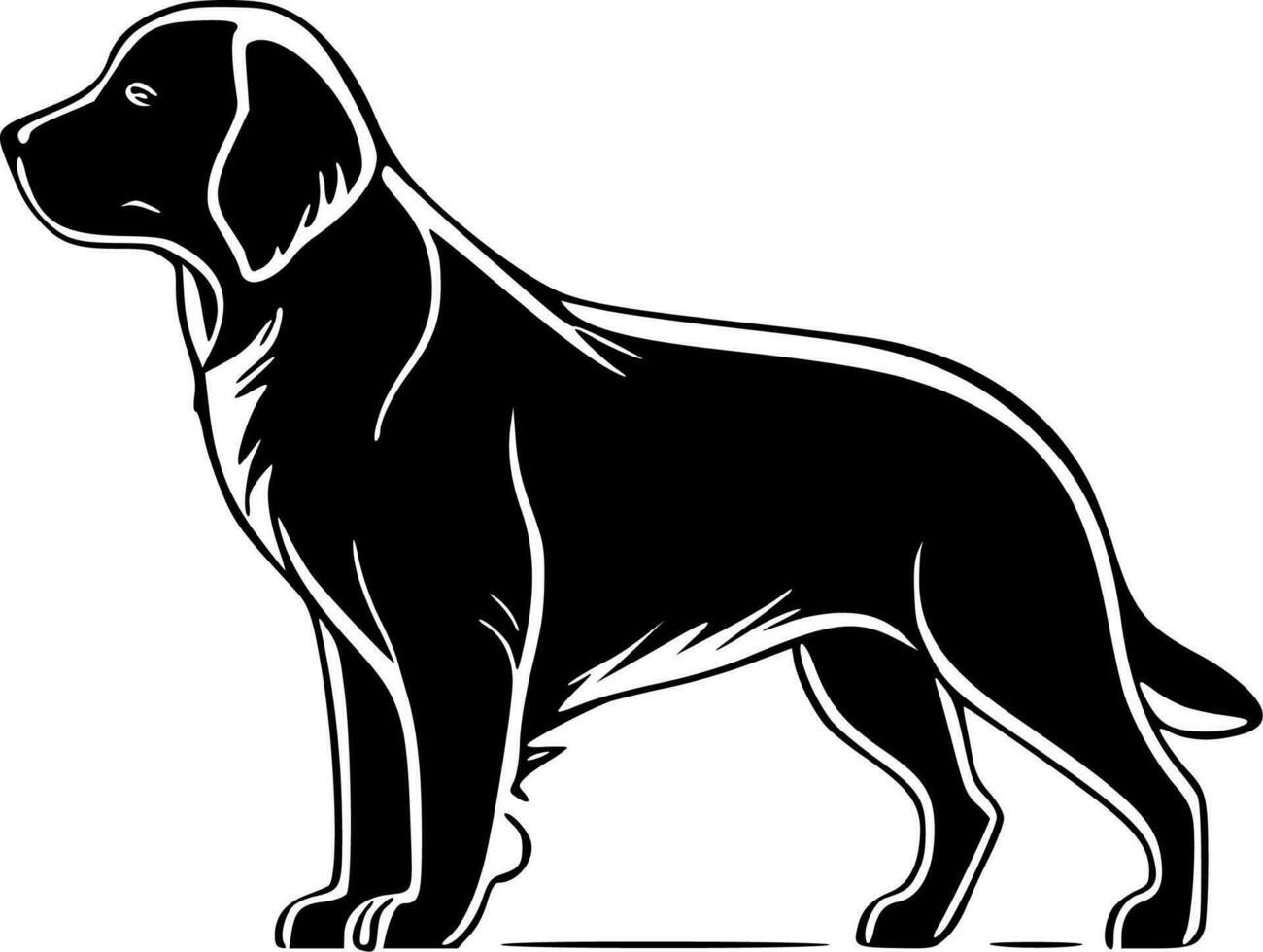 Golden Retriever - Black and White Isolated Icon - Vector illustration