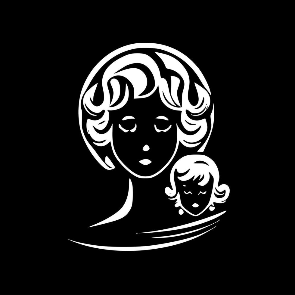 Mama, Black and White Vector illustration