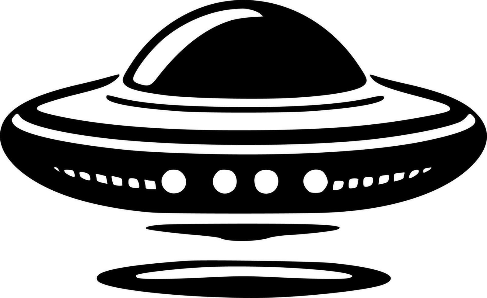 Flying Saucer - Black and White Isolated Icon - Vector illustration