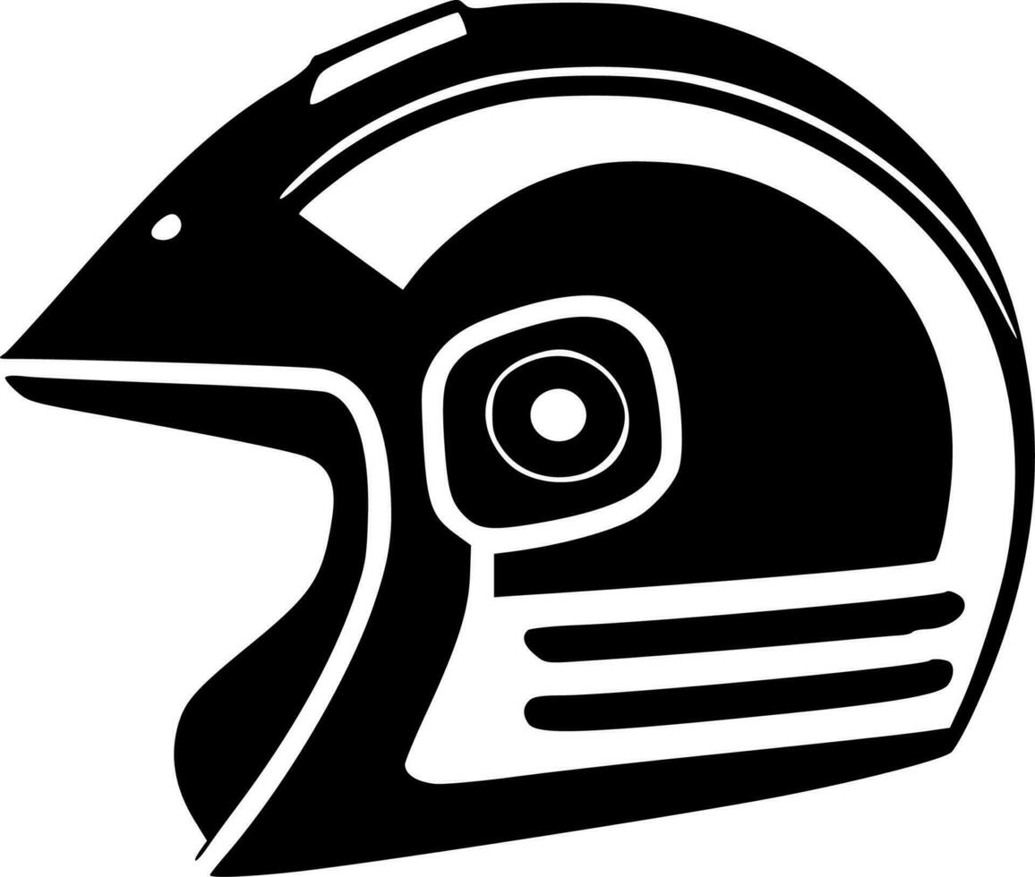 casco - negro y blanco aislado icono - vector ilustración