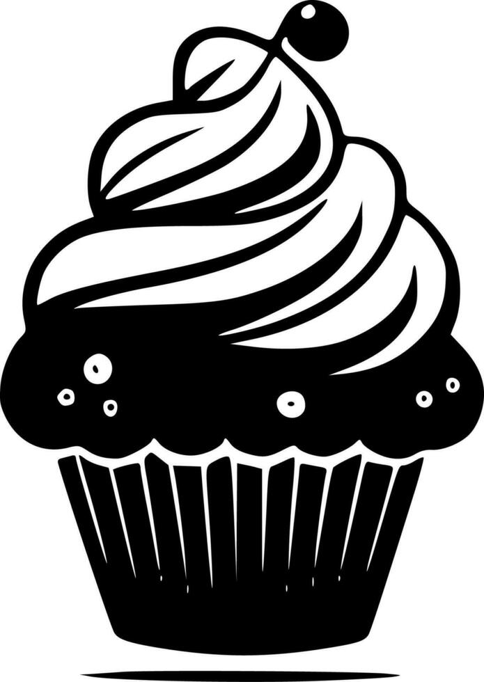 Cupcake, Minimalist and Simple Silhouette - Vector illustration