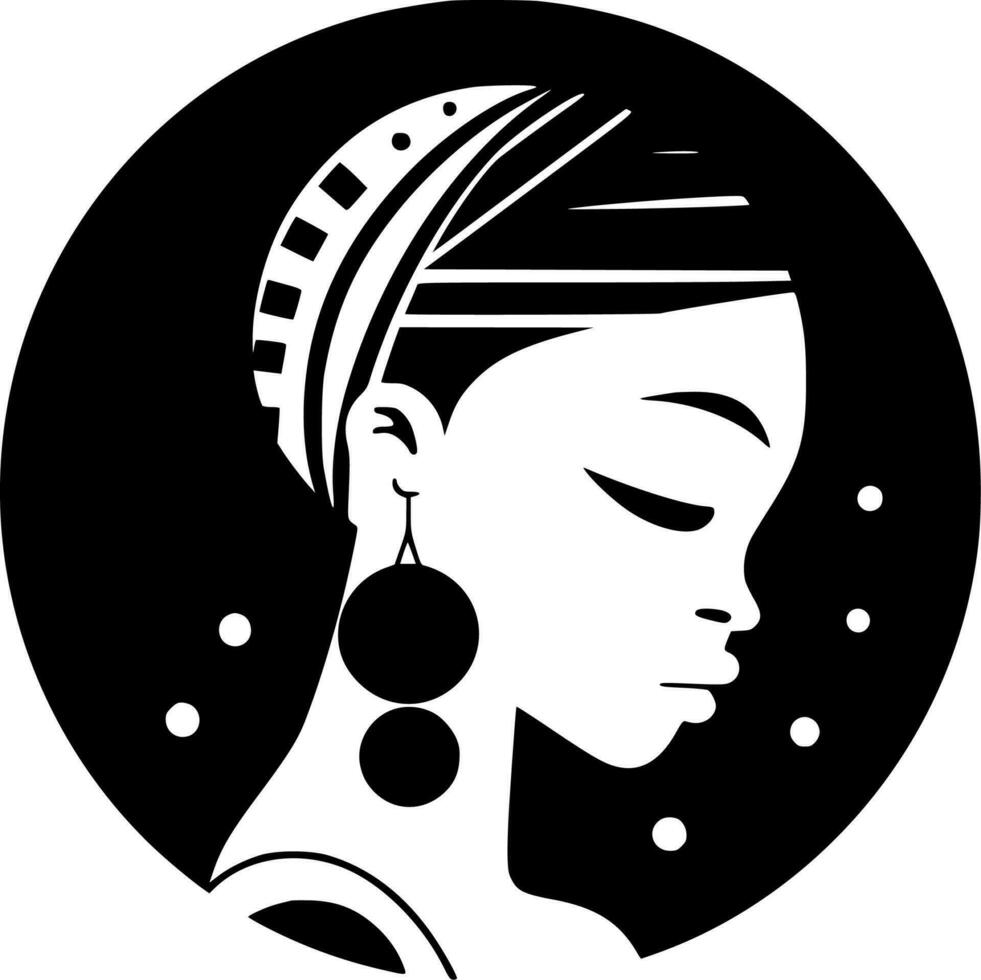 African - Black and White Isolated Icon - Vector illustration