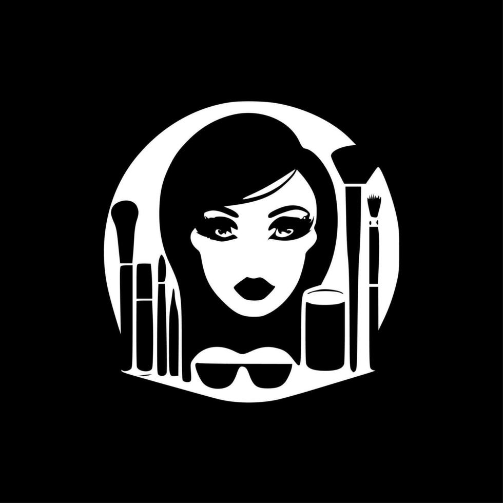 Makeup - Black and White Isolated Icon - Vector illustration