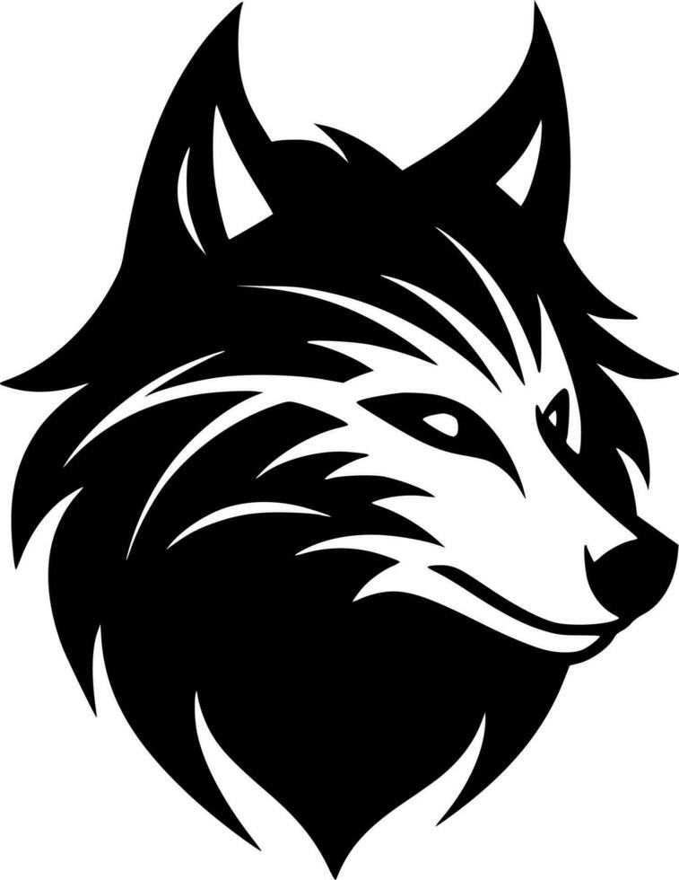 lobo - negro y blanco aislado icono - vector ilustración