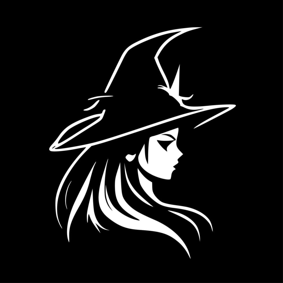 Witch, Black and White Vector illustration