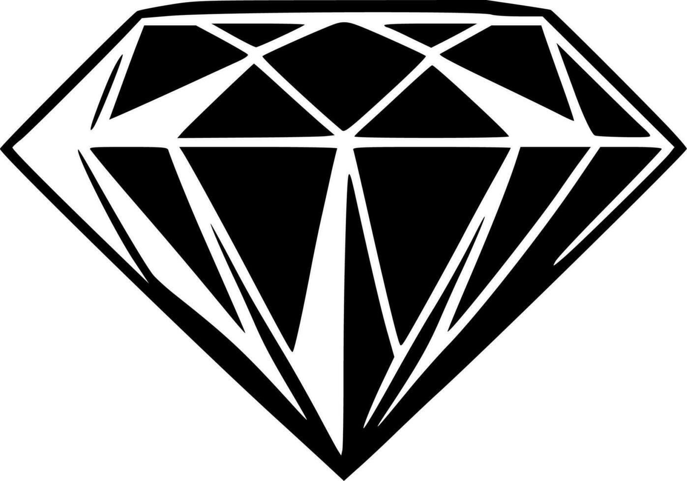 Diamond, Black and White Vector illustration