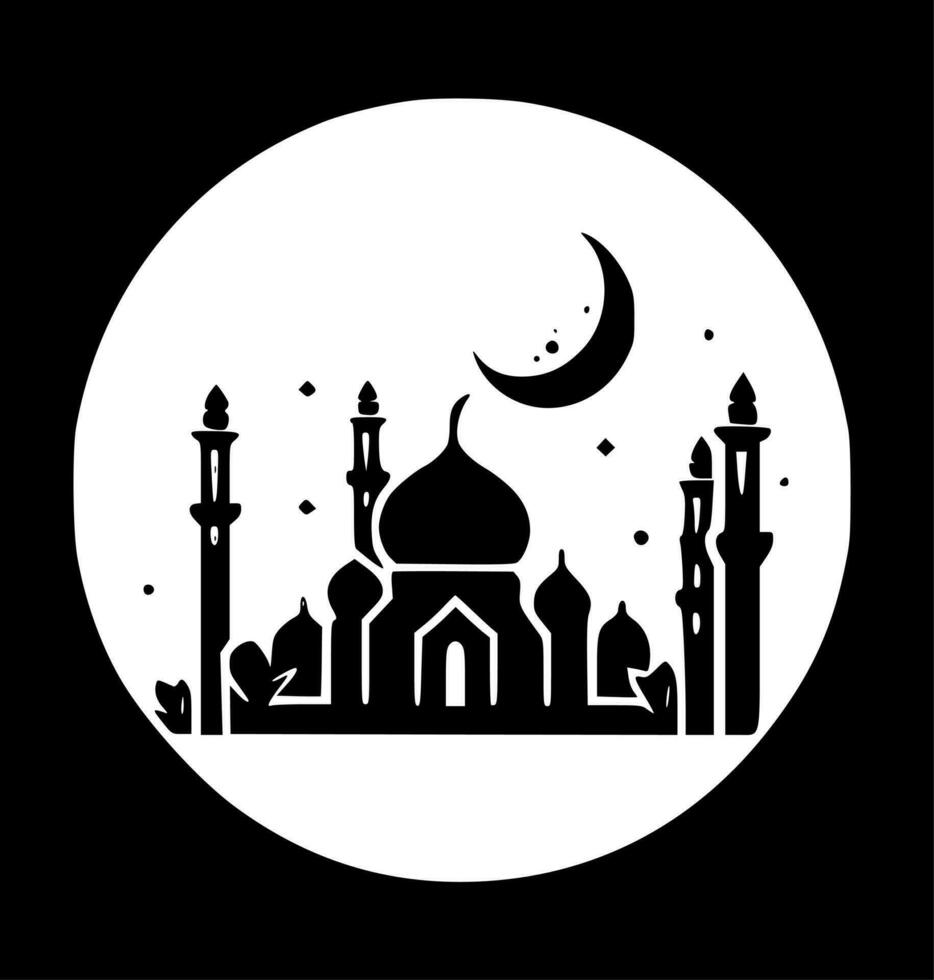 Ramadán - negro y blanco aislado icono - vector ilustración