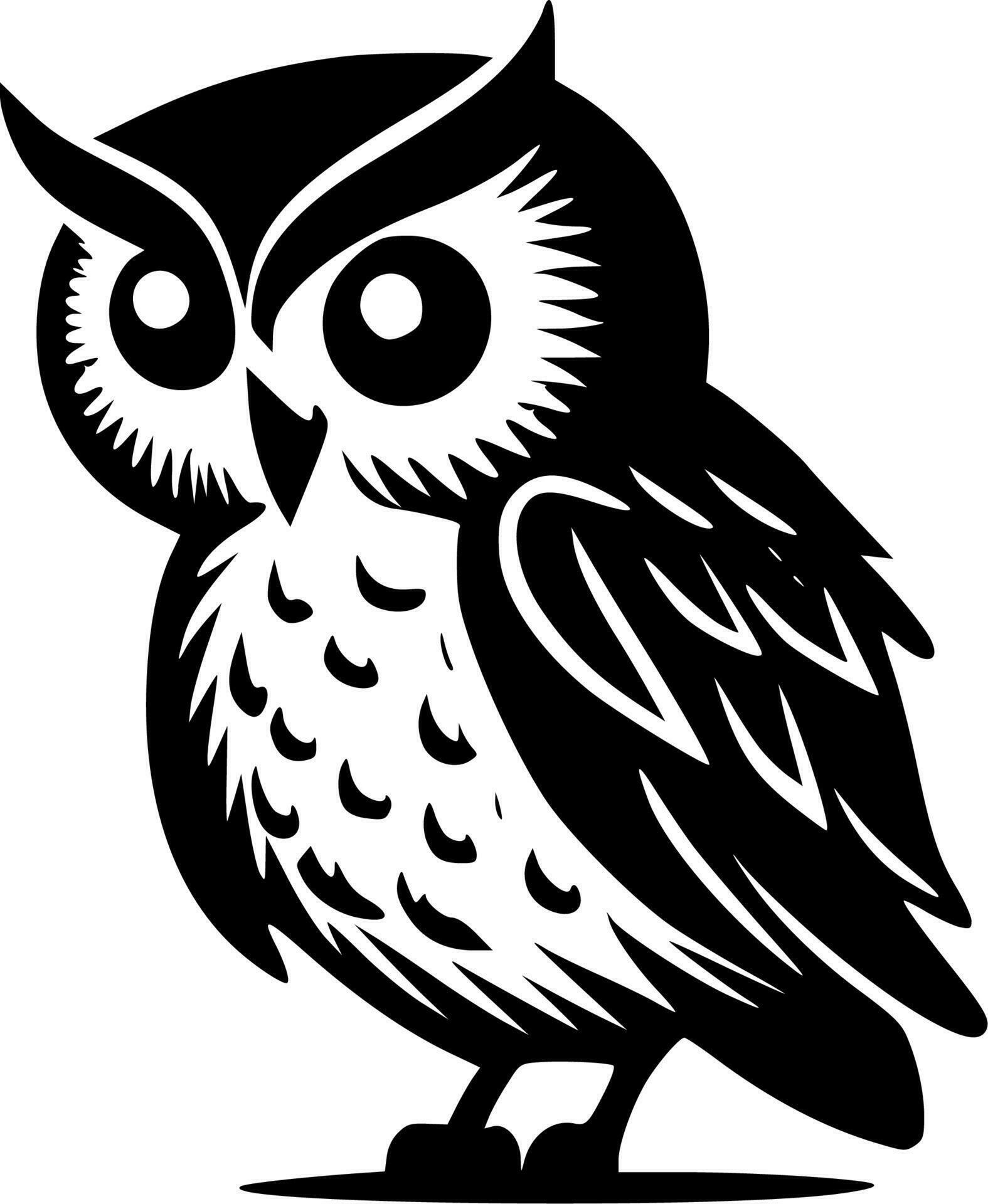 Owl, Black and White Vector illustration 24165115 Vector Art at Vecteezy