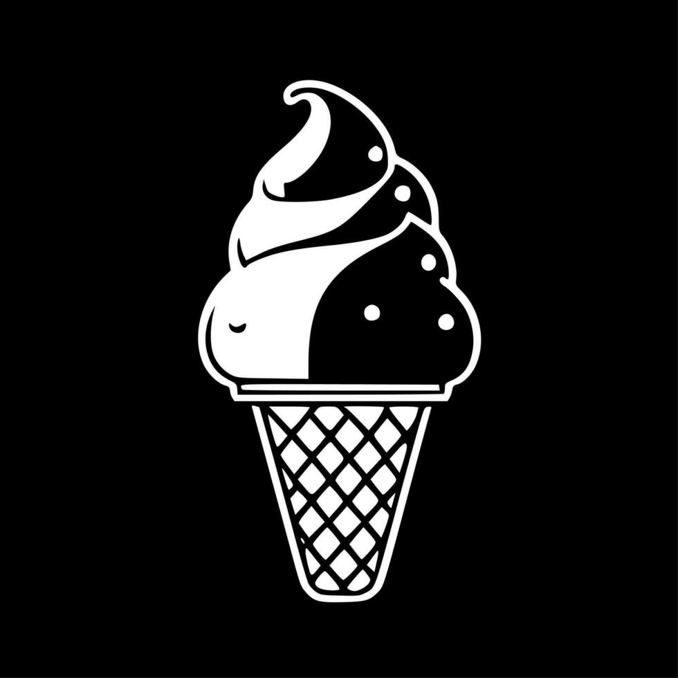 Ice Cream, Black and White Vector illustration