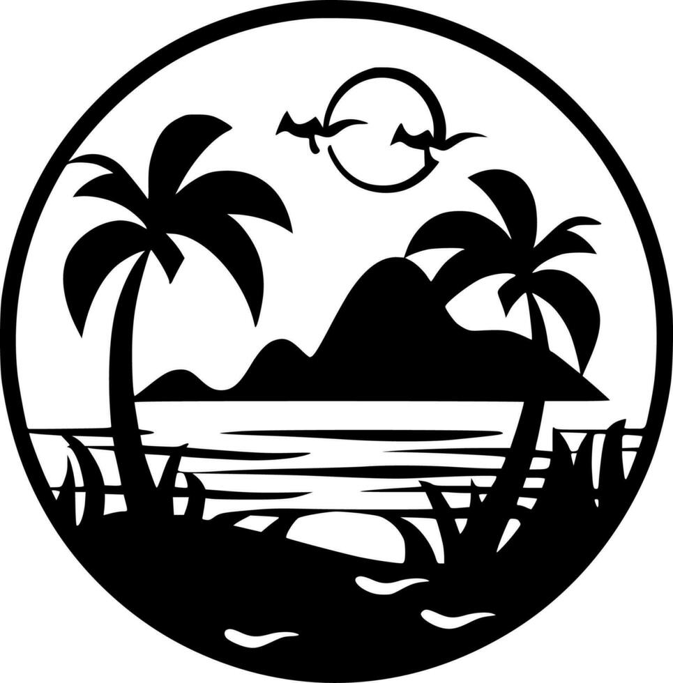 Hawaii, Black and White Vector illustration