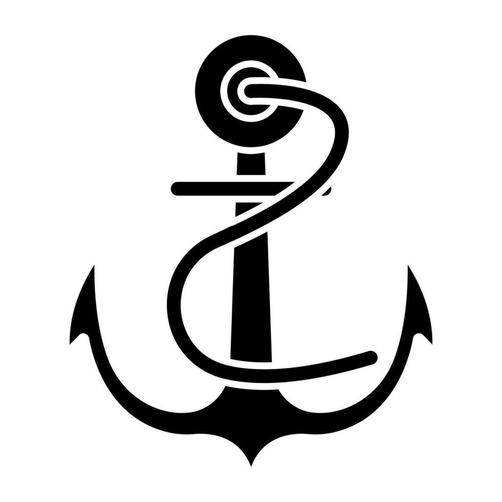 A solid design icon of nautical hook vector