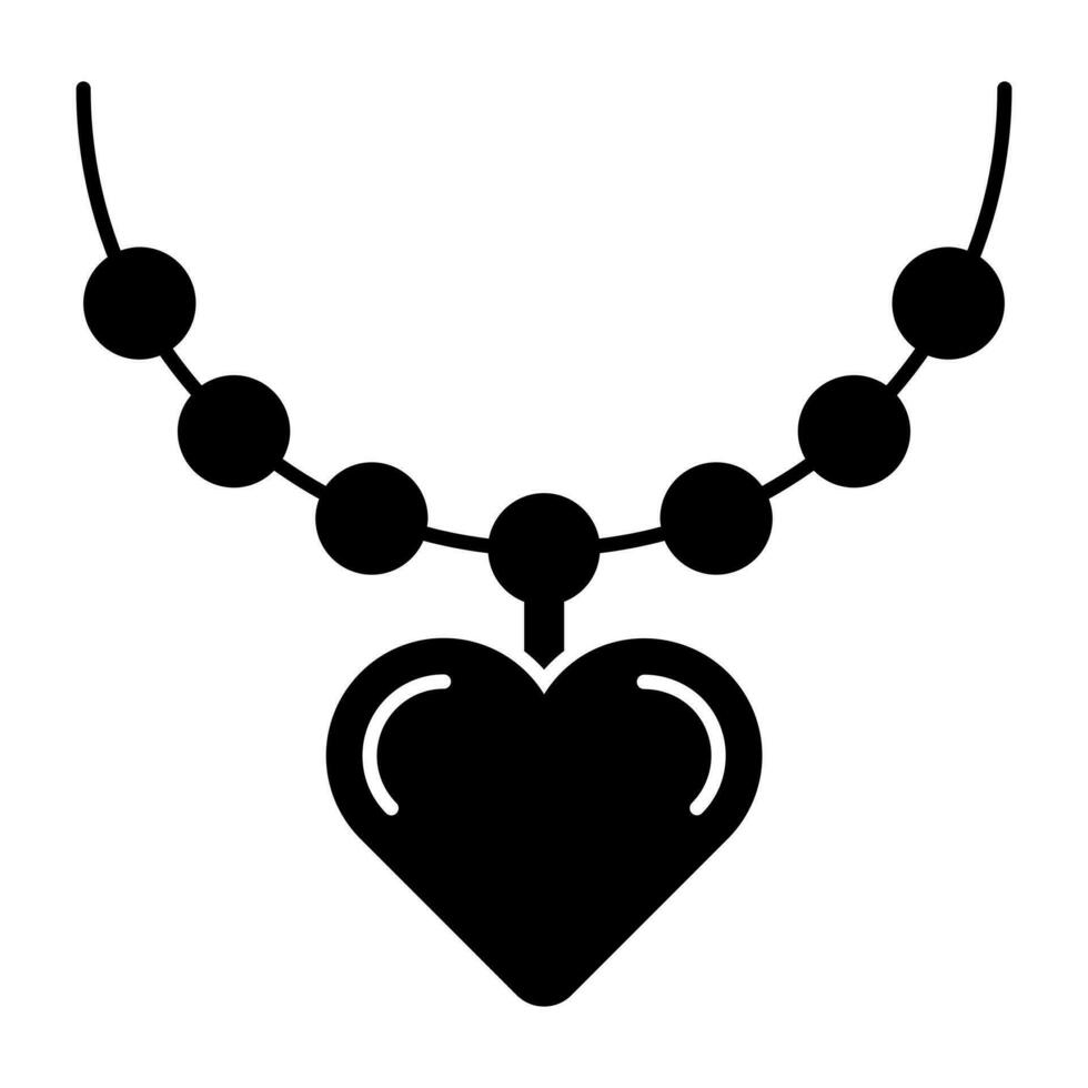 WebAn icon design of necklace, heart pendant vector