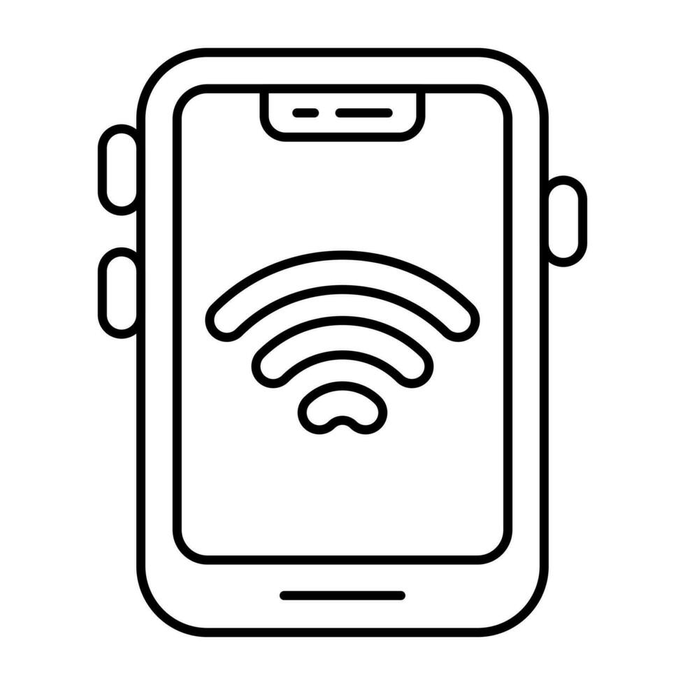 Internet signal inside smartphone showcasing mobile wifi icon vector
