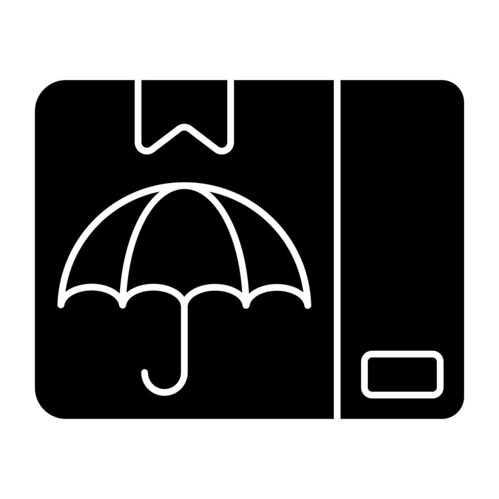 Box under umbrella, icon of parcel insurance vector