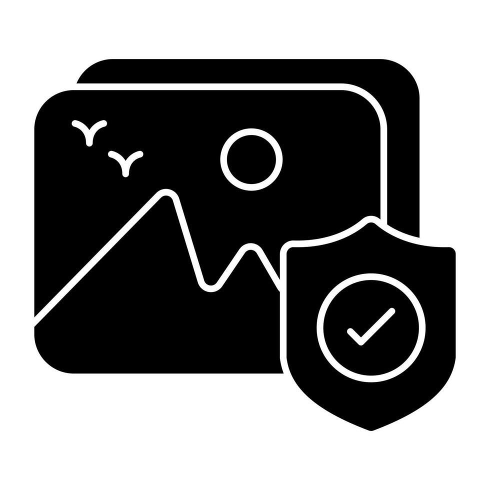 A solid design icon of secure landscape vector