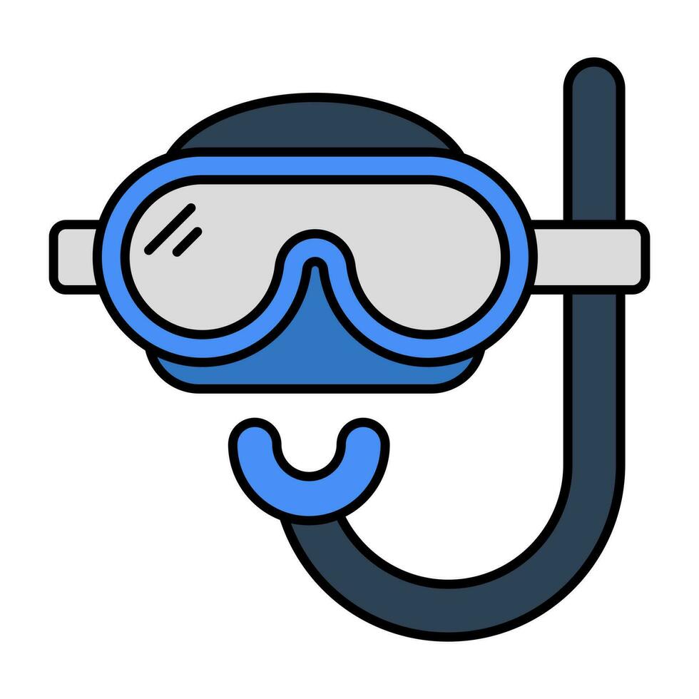 Oxygen pipe with goggles, icon of snorkeling mask vector