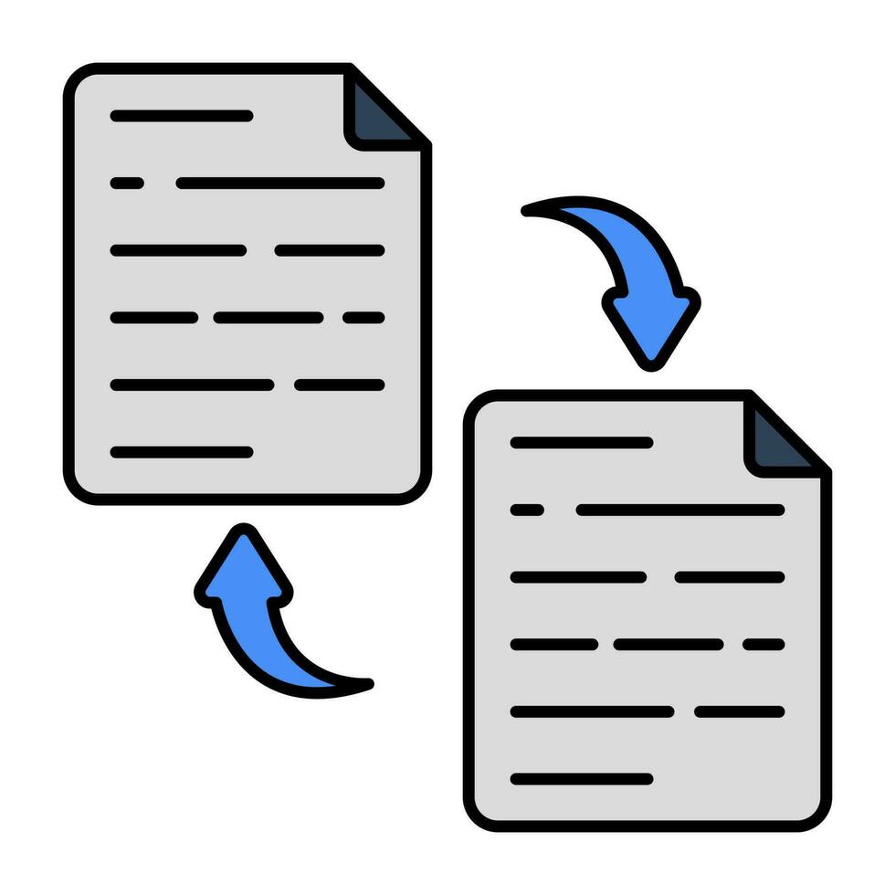 Conceptual flat design icon of file exchange vector