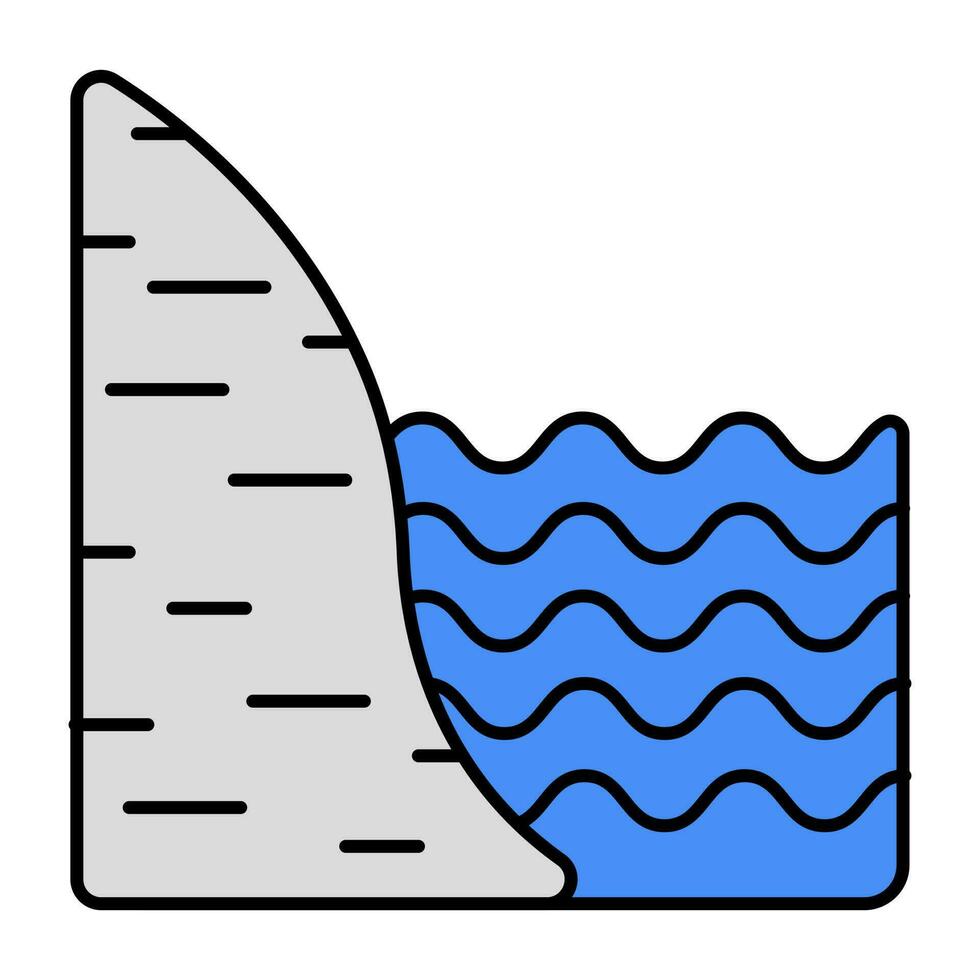 un hermosa diseño icono de montaña agua, plano diseño vector