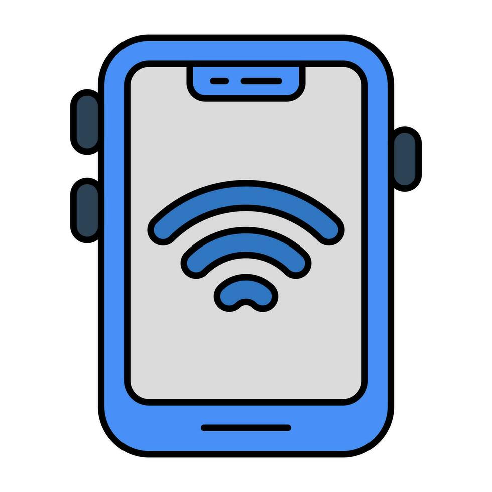 Internet signal inside smartphone showcasing mobile wifi icon vector