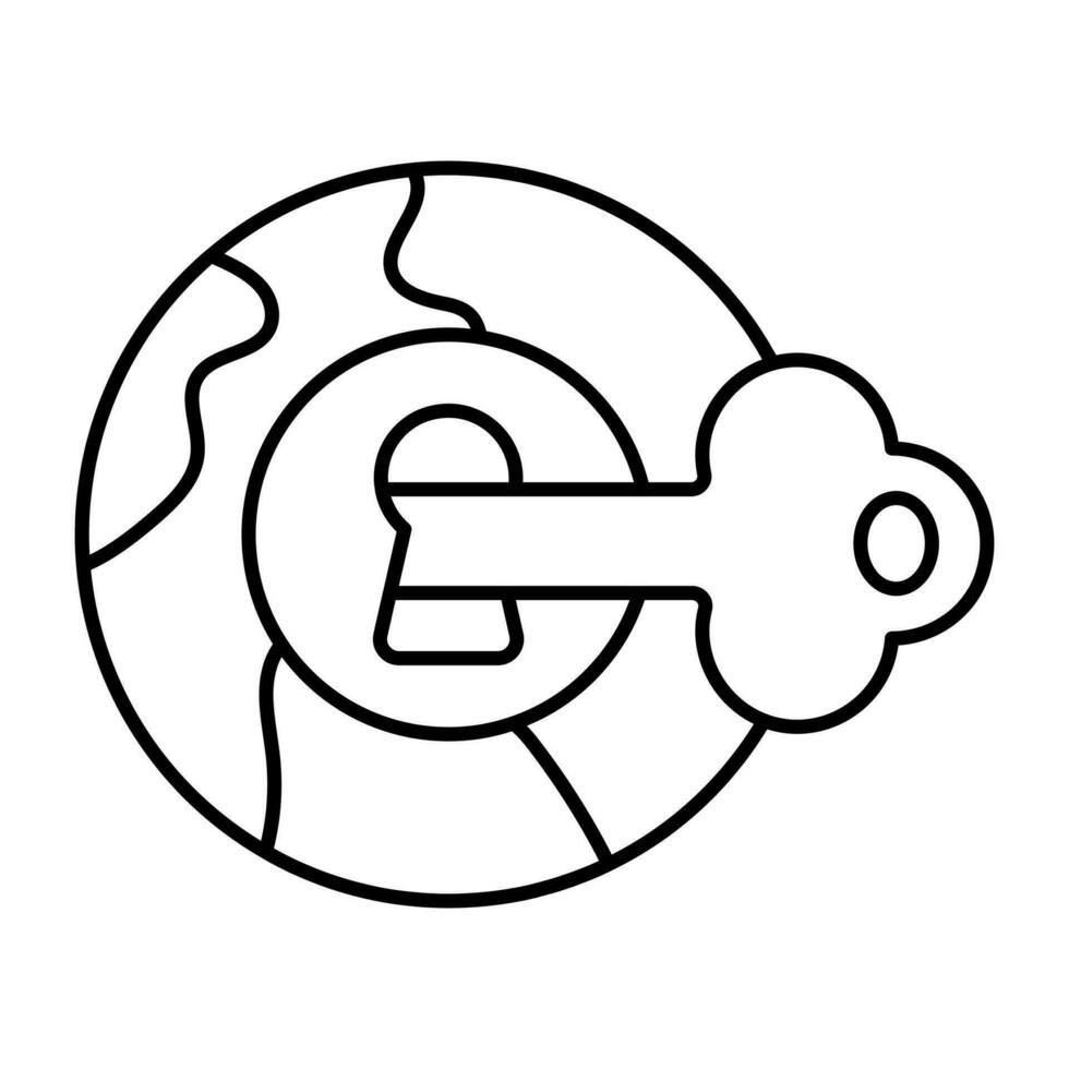 Editable design icon of key with padlock vector