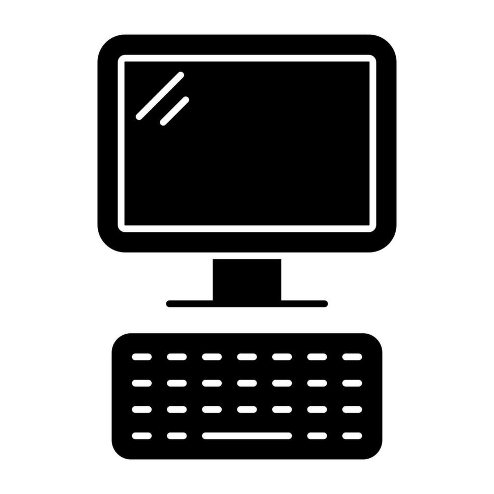 A solid design icon of computer vector