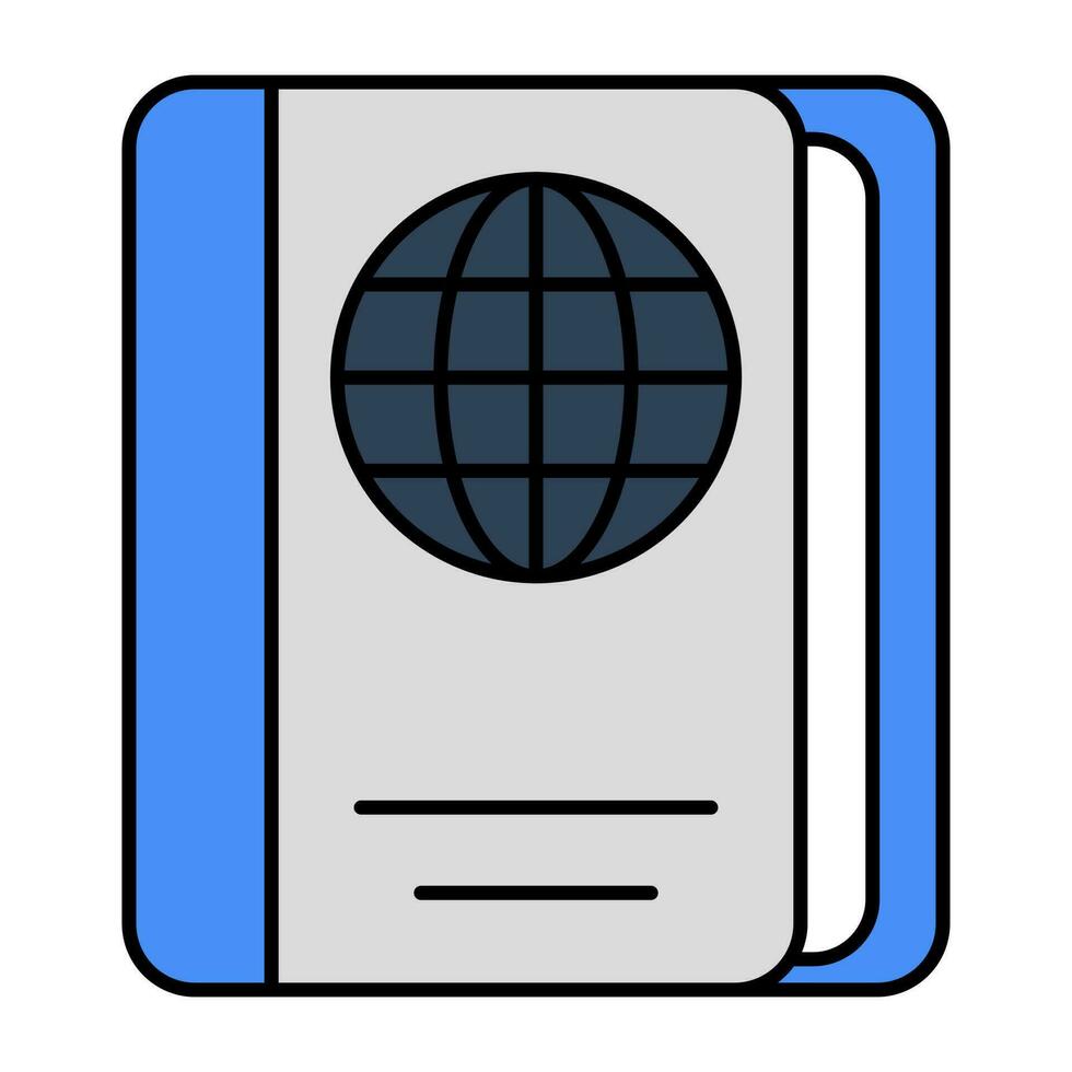 un plano diseño icono de pasaporte, editable vector