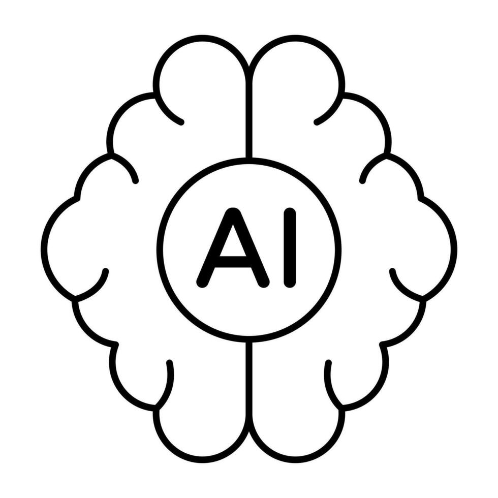 icono de diseño moderno de cerebro artificial vector