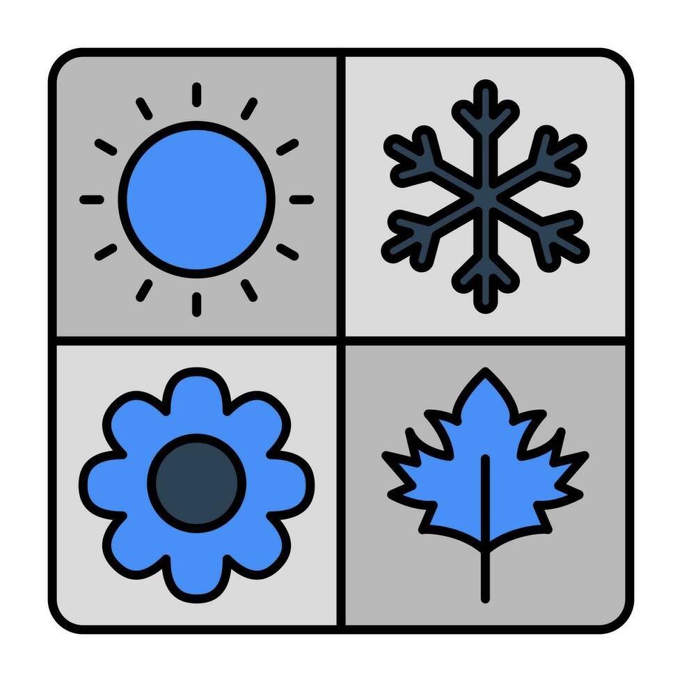 A flat design icon of seasons vector