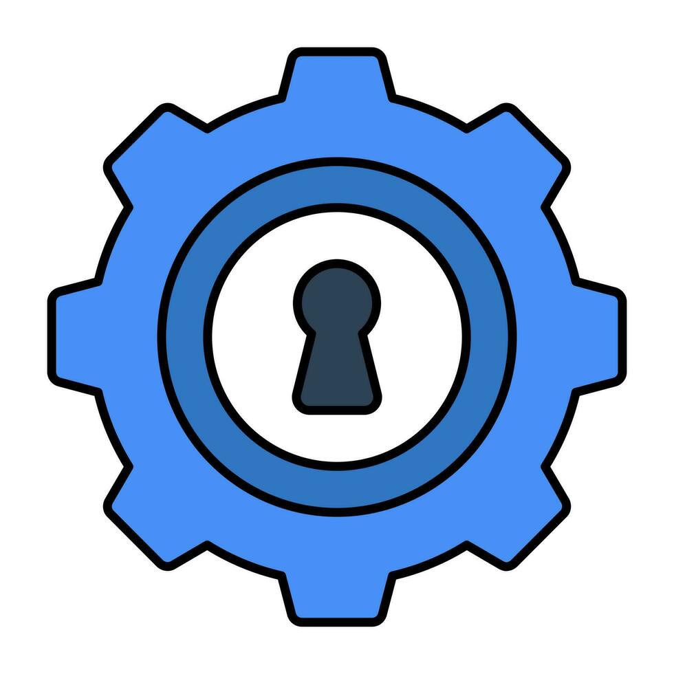 Keyhole inside gear, icon of security setting vector