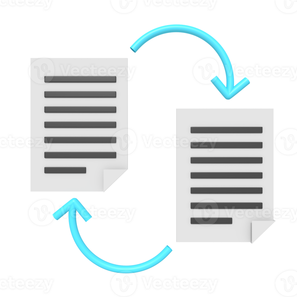 3d icoon van document uitwisseling png