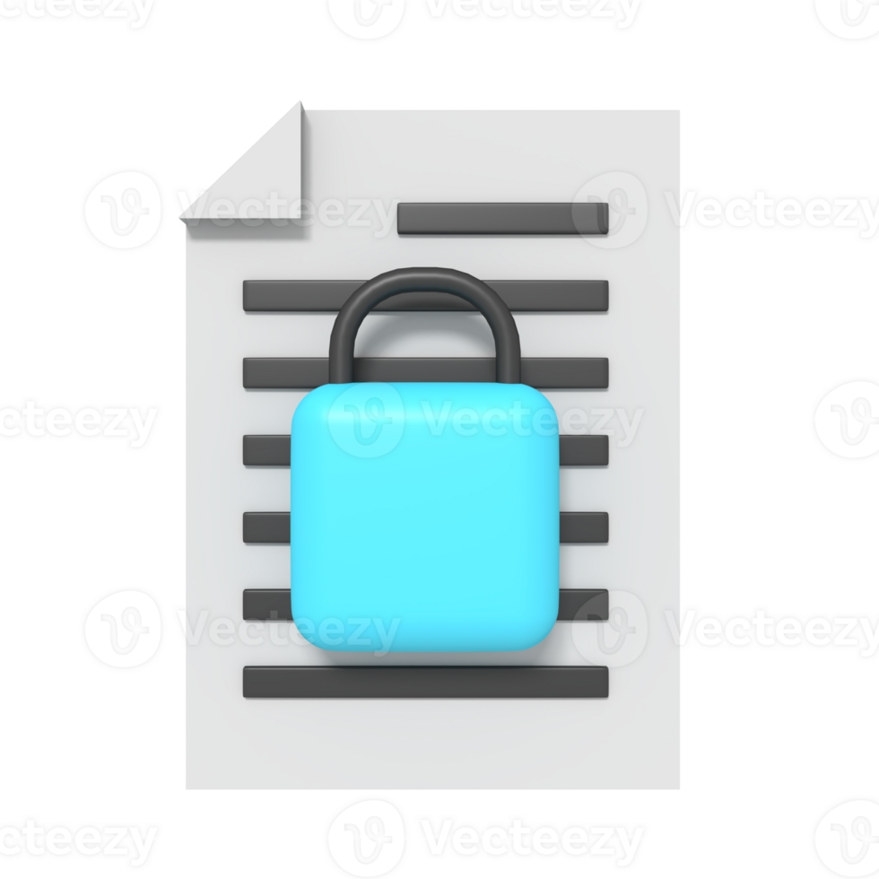 3d icon of Document Lock png