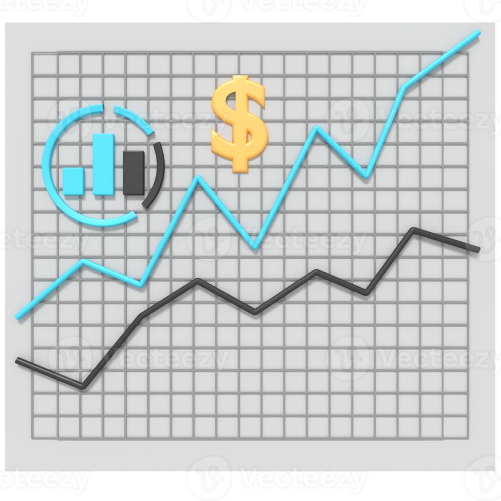 Company line statistics data with dollar png