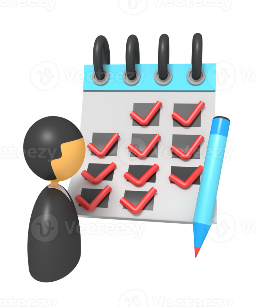 uma homem lista de controle calendário plano png