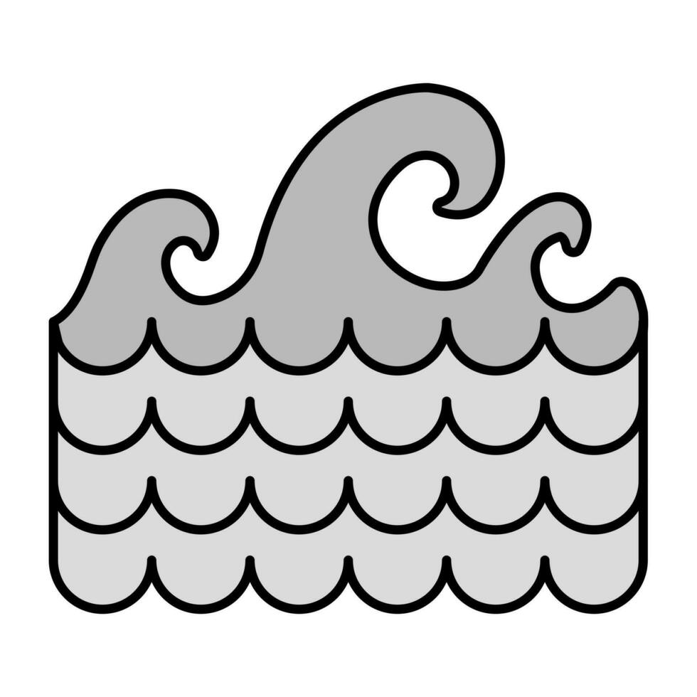 Conceptual flat design icon of ocean waves vector