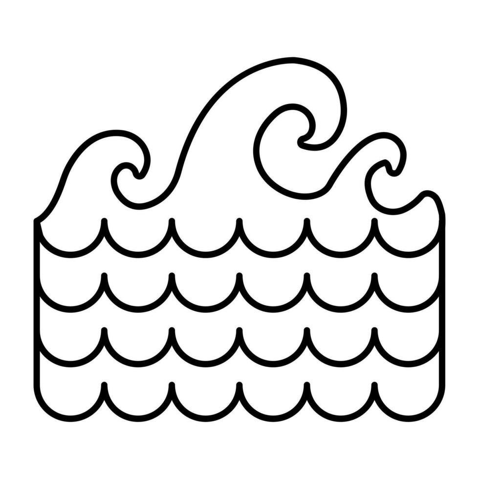 Conceptual linear design icon of ocean waves vector