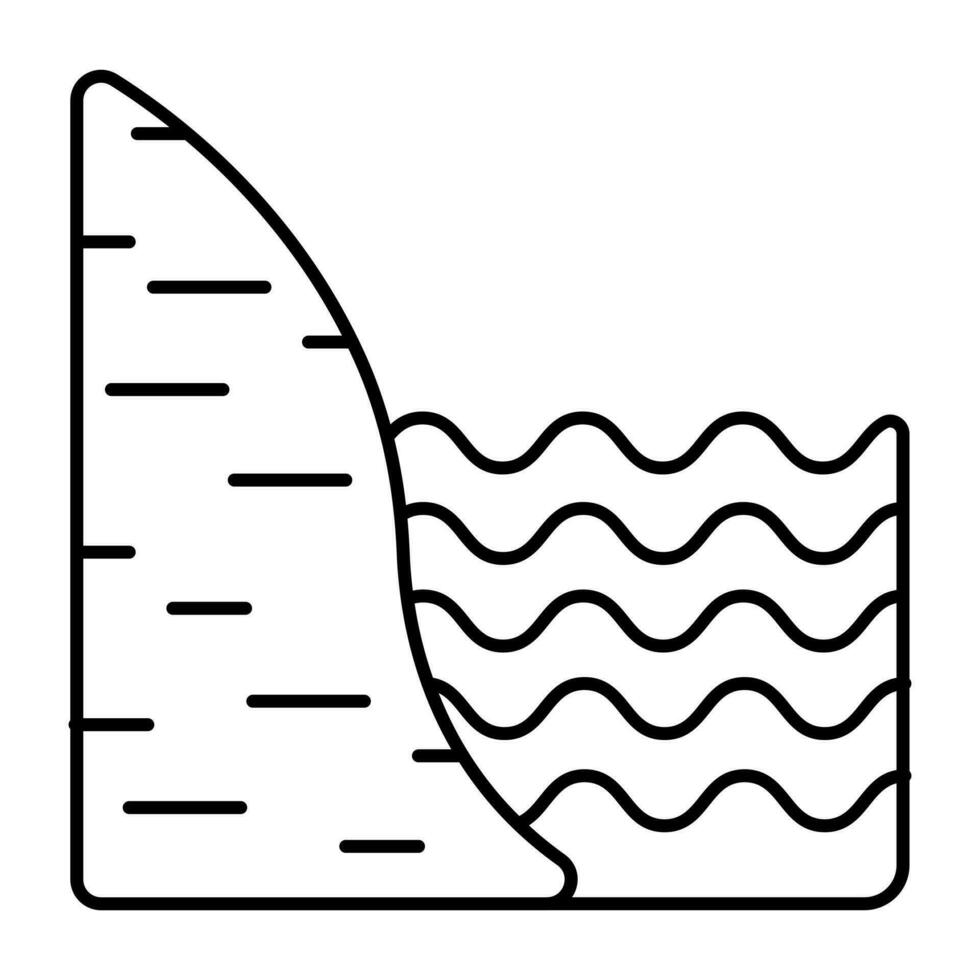 A beautiful design icon of mountain water, linear design vector