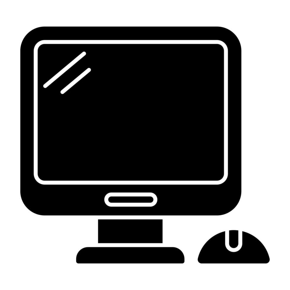 A solid design icon of computer vector