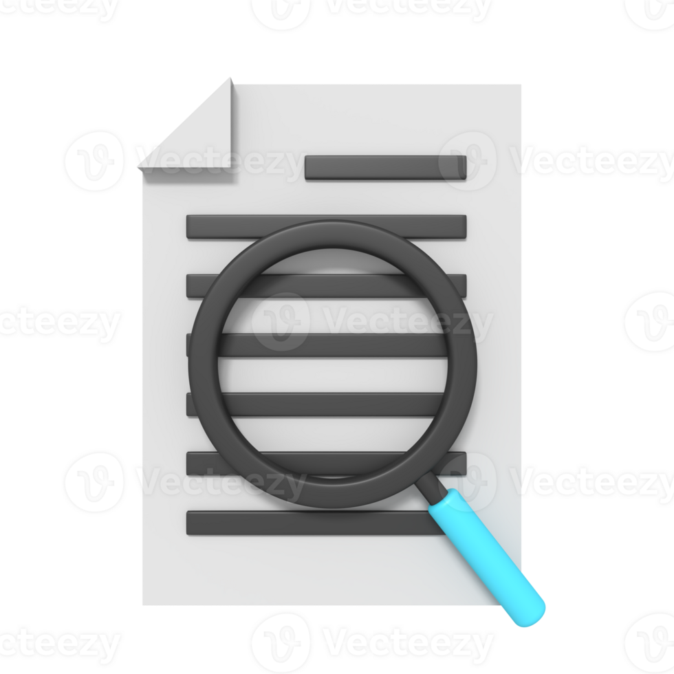 3d icon of Document Search png