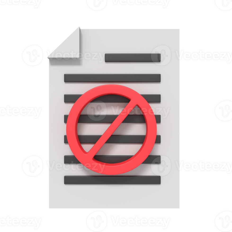 3d icoon van verbod document png