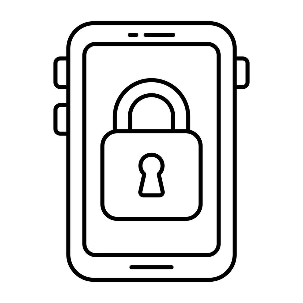 Conceptual linear design icon of mobile security vector