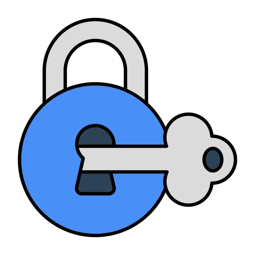 Editable design icon of key with padlock vector