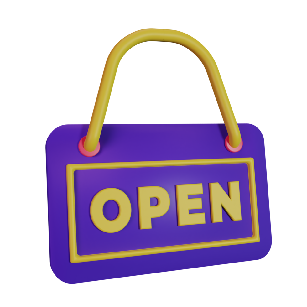 Hanging open sign 3d icon png