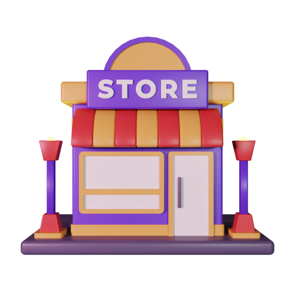 Retail store building 3d icon png