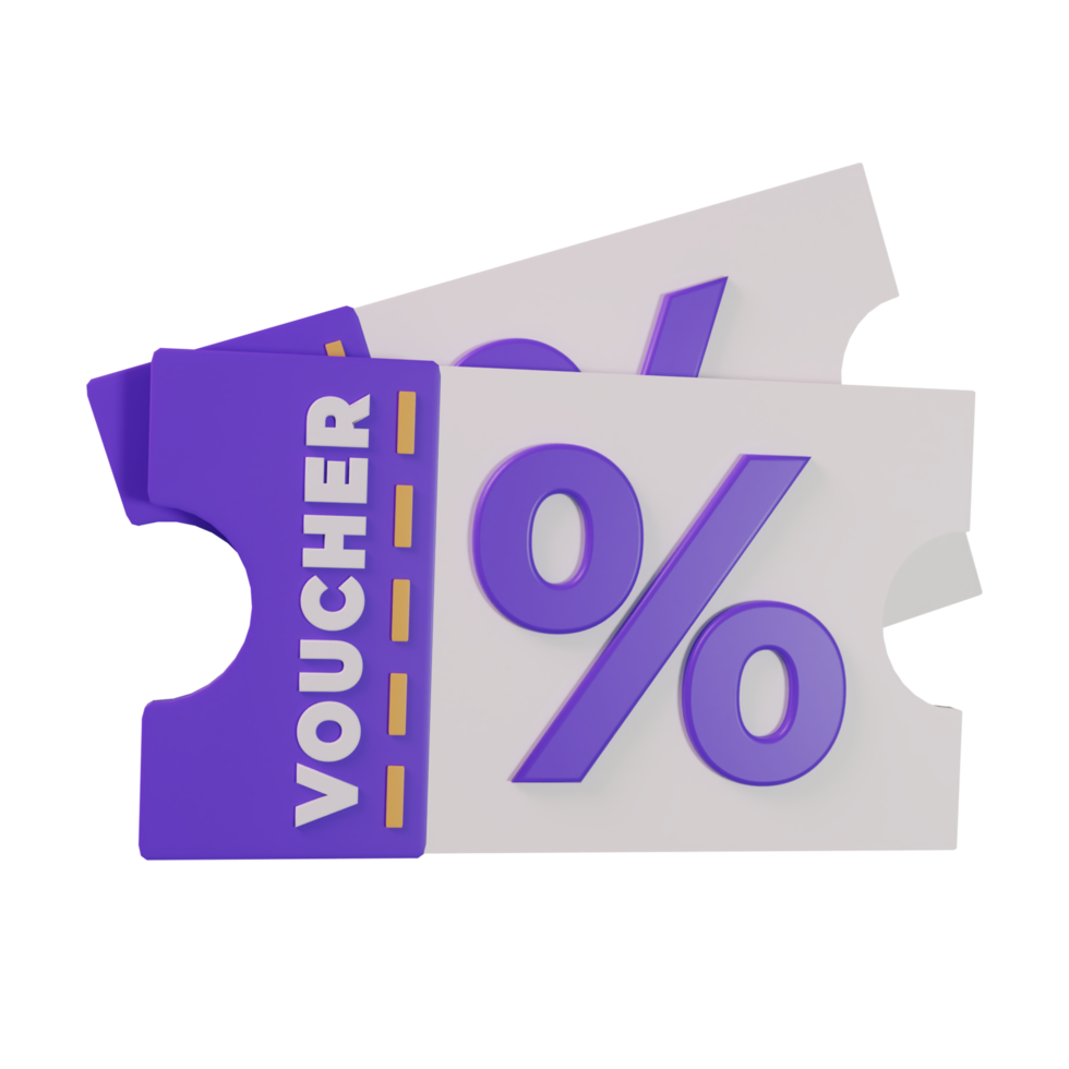 Voucher discount 3d icon png
