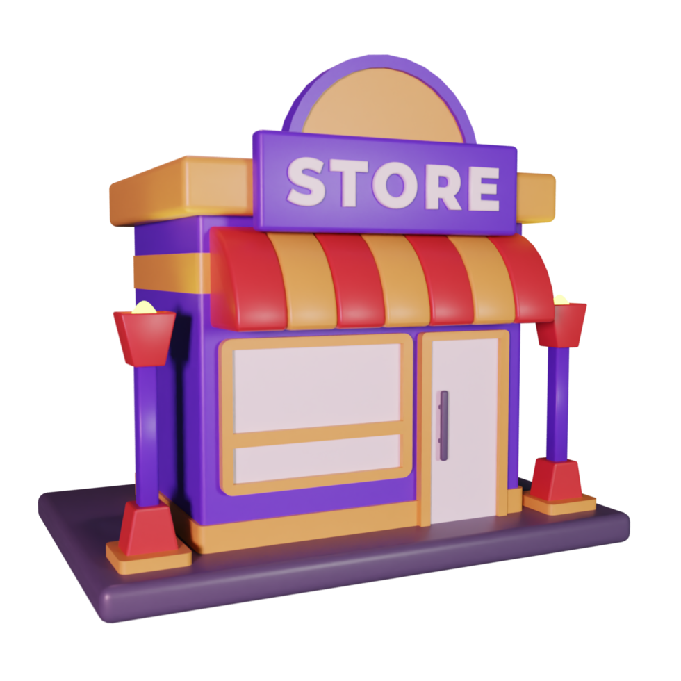 Retail store building 3d icon png