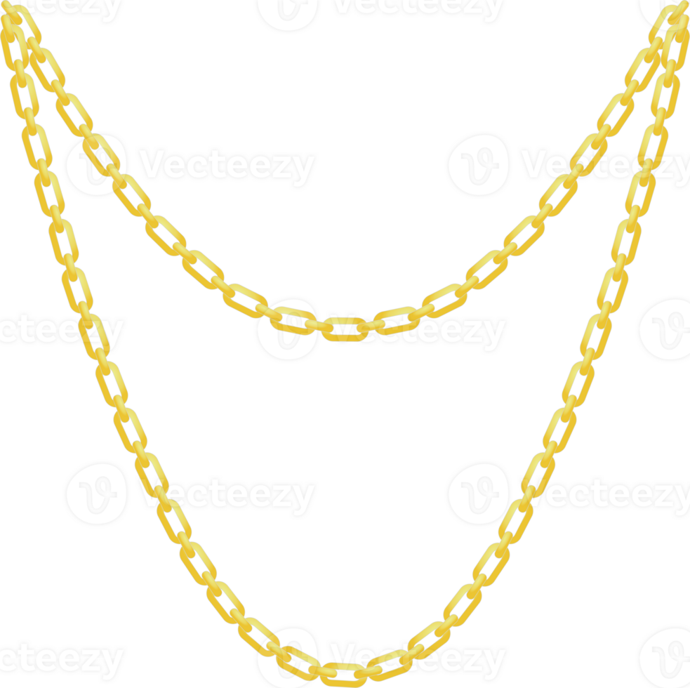 Chain gold necklace PNG