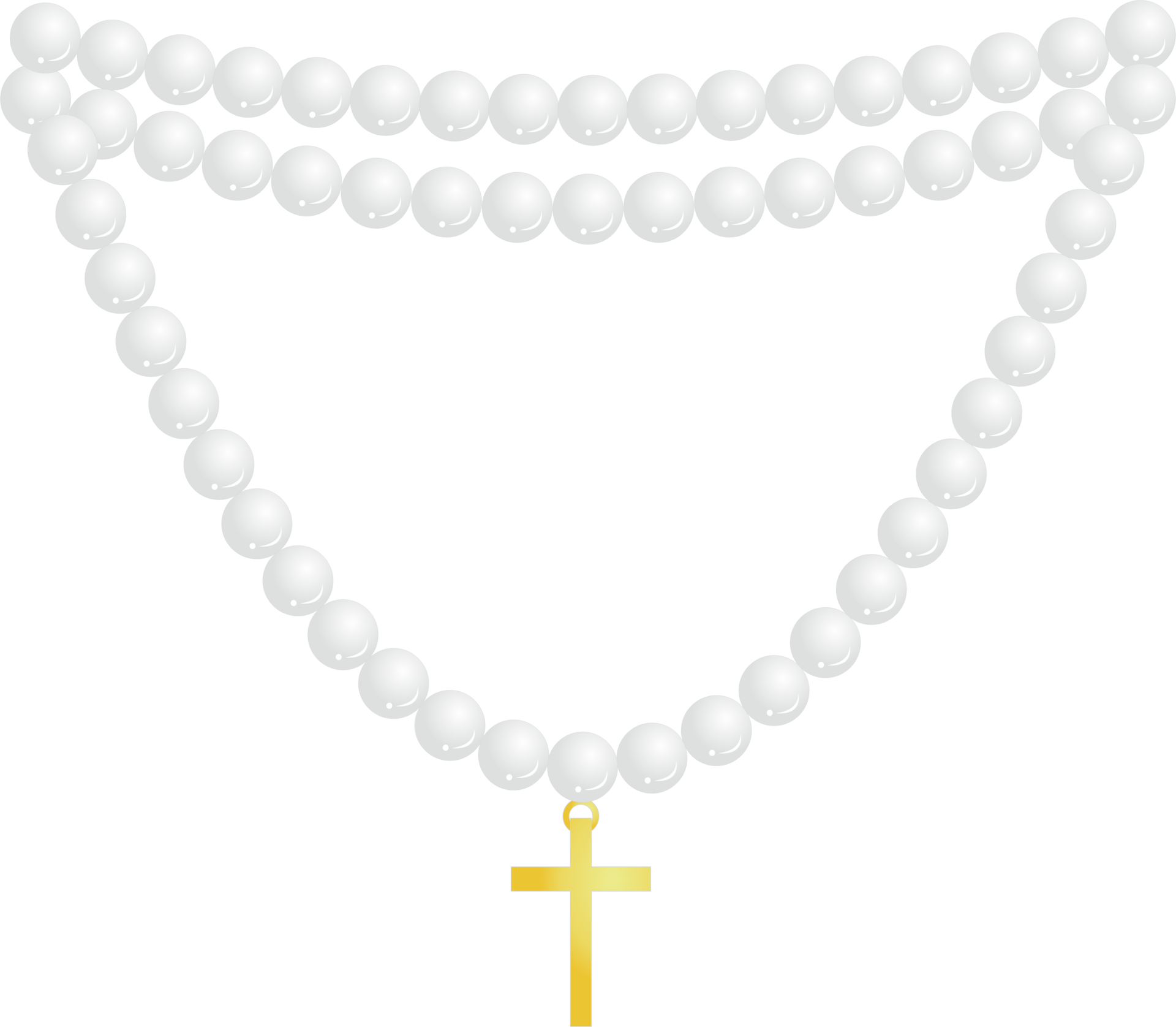 White pearl necklace with cross pendant 24170477 PNG